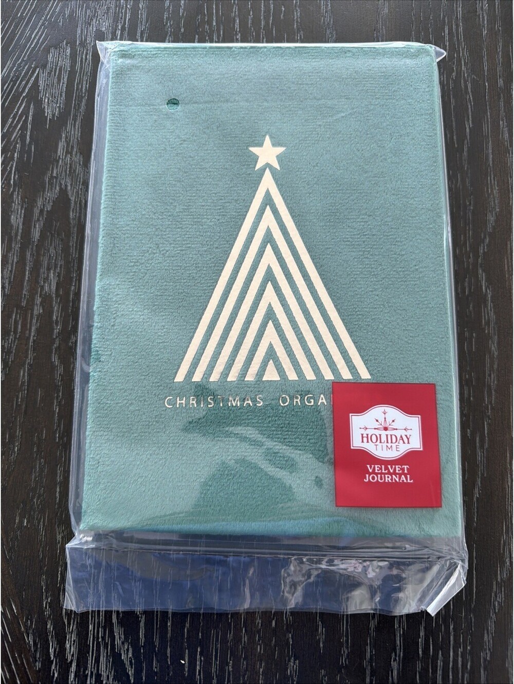 Holiday Time Velvet Christmas Organizer Journal- Green and Gold, 64 sheets